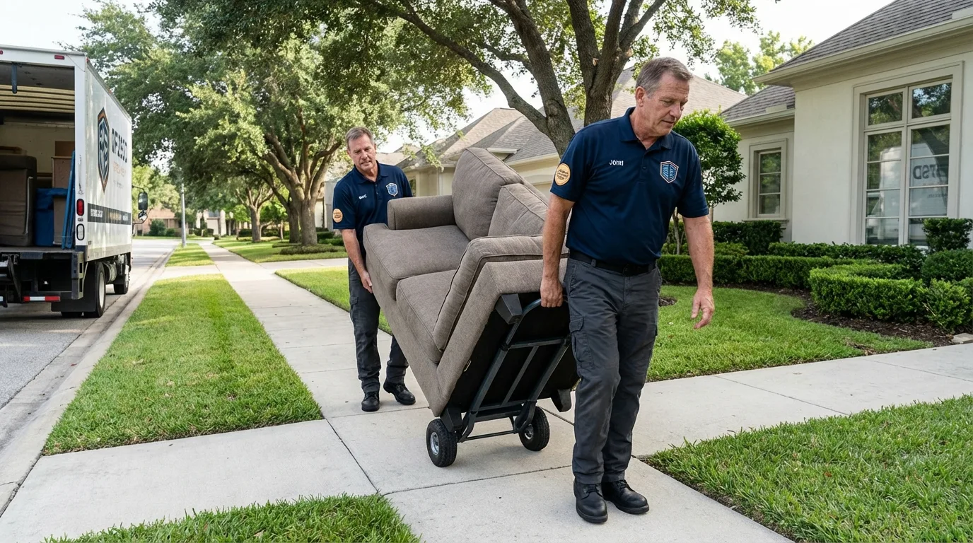 Local residential moving crew loading furniture in Saukville, WI